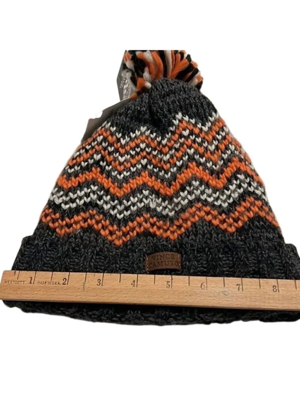 Vince‎ Camuto Women's Total Eclipse Gray Acrylic Knit Pom Beanie Cap NWT